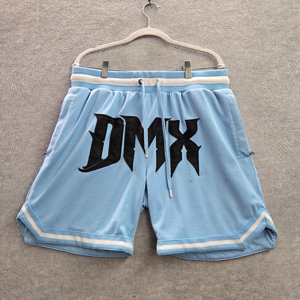 DMX x Shoe Palace Men Activewear Shorts Large Blue Mesh Pockets Drawstring READ